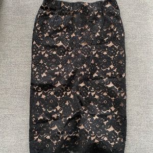 Black lace pencil skirt